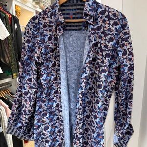 Casual Printed Button-Down Shirt in Blue Multi - Viyella